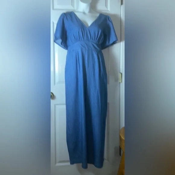 Old Navy Waist-Defined Puff-Sleeve Jumpsuit Denim - Picture 4 of 8